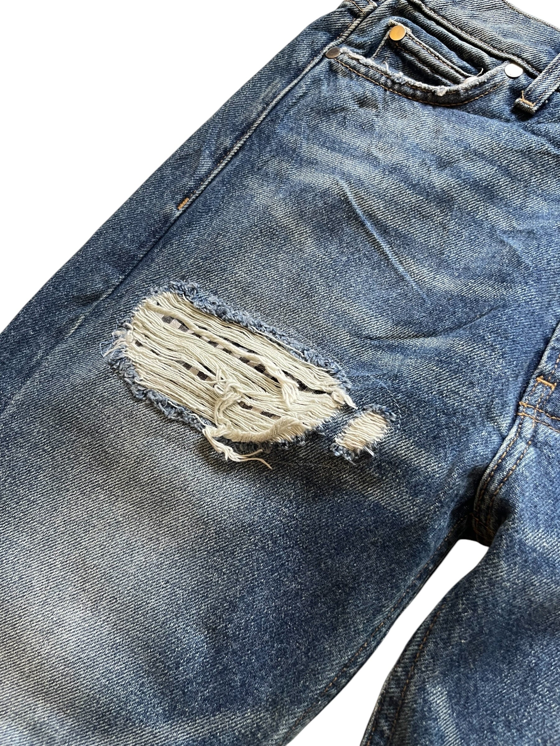 Rhude Boxer Distressed Patchwork Straight Leg Jeans (28x30)