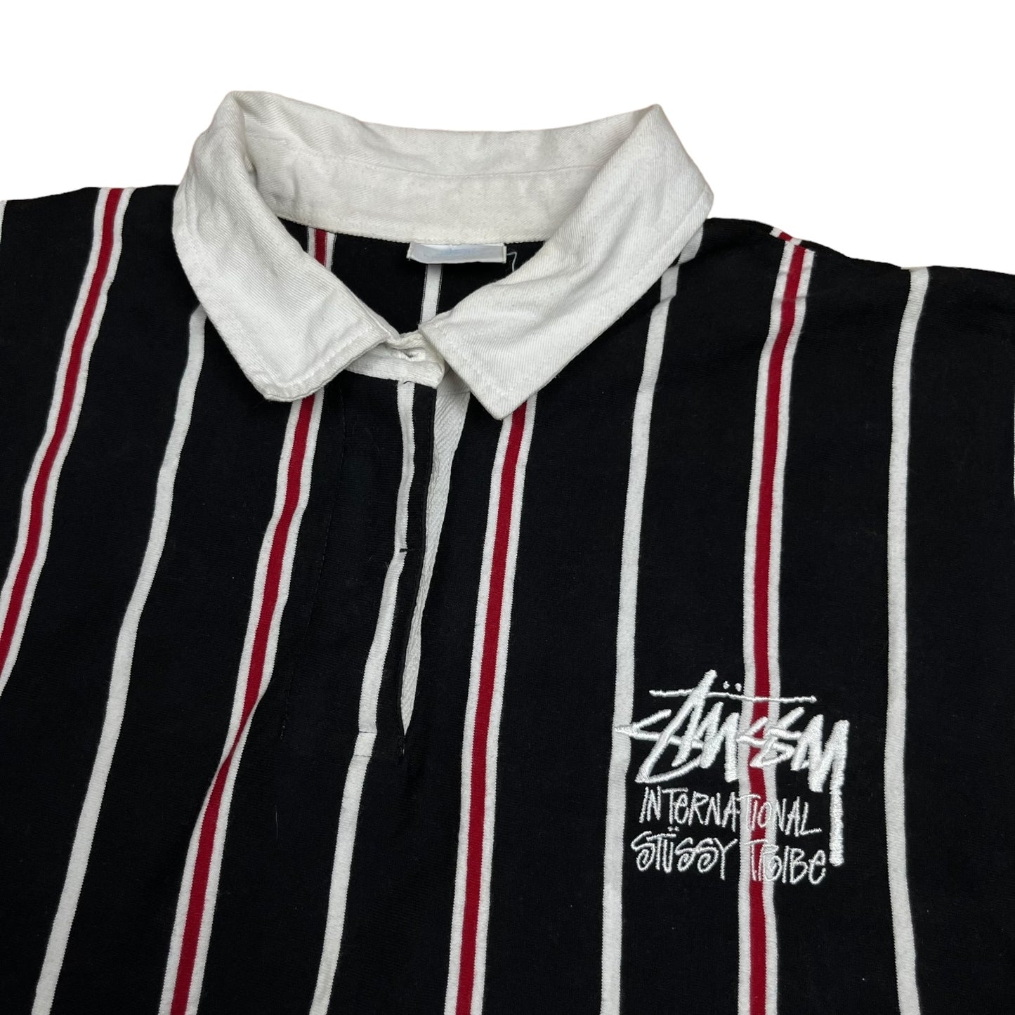 00s Stussy Striped Longsleeve Polo