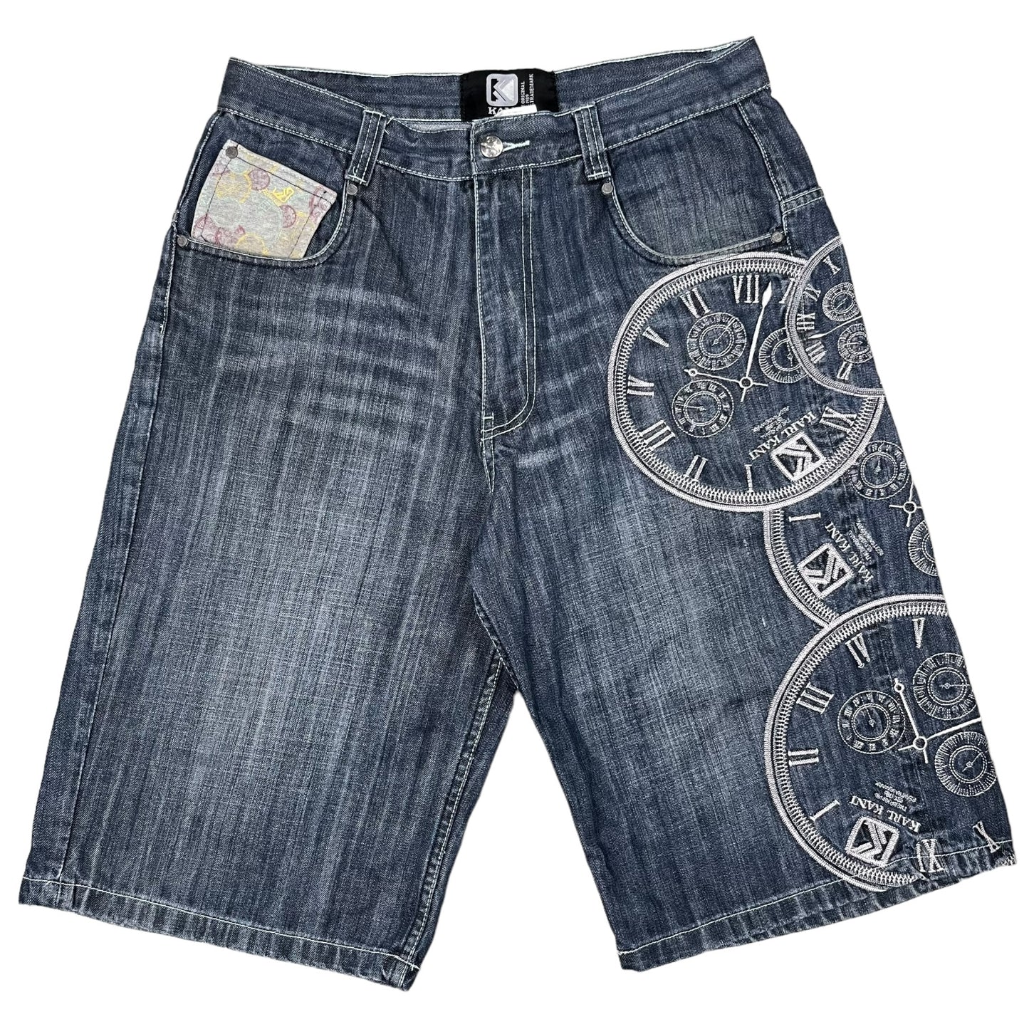 Y2k Karl Kani Clock Embroidery Jorts