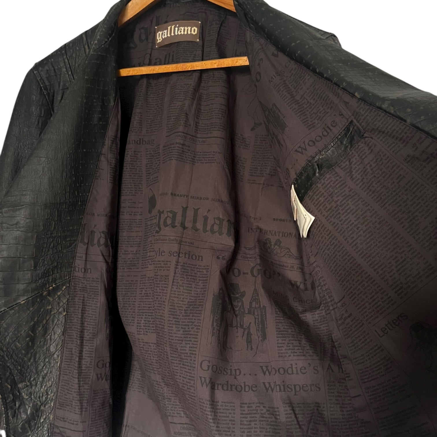 2010s Galliano Croc-Embossed Leather Biker Jacket