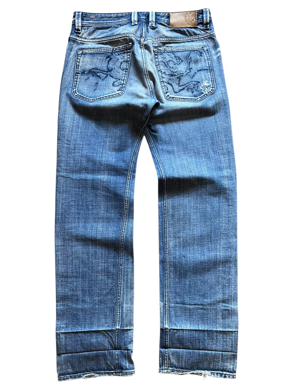 2006 Diesel Dragon Embroidered Straight Leg Lugger Jeans (32x34)