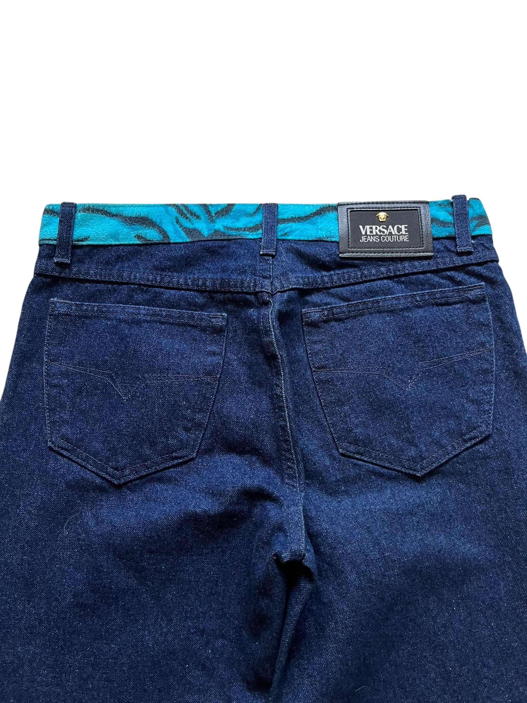 2000s Versace Flower Embroidery Jeans (30x32)