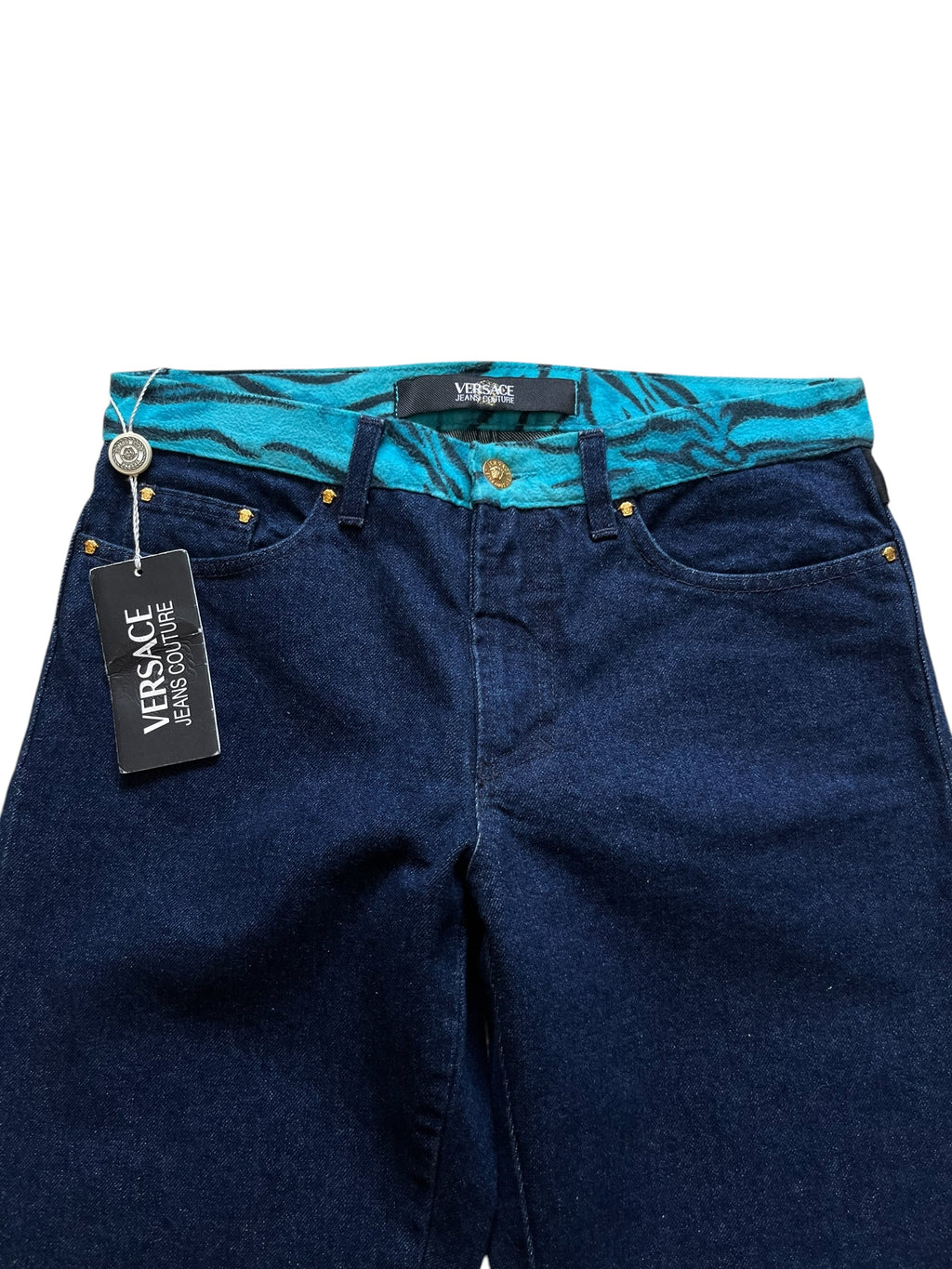 2000s Versace Flower Embroidery Jeans (30x32)