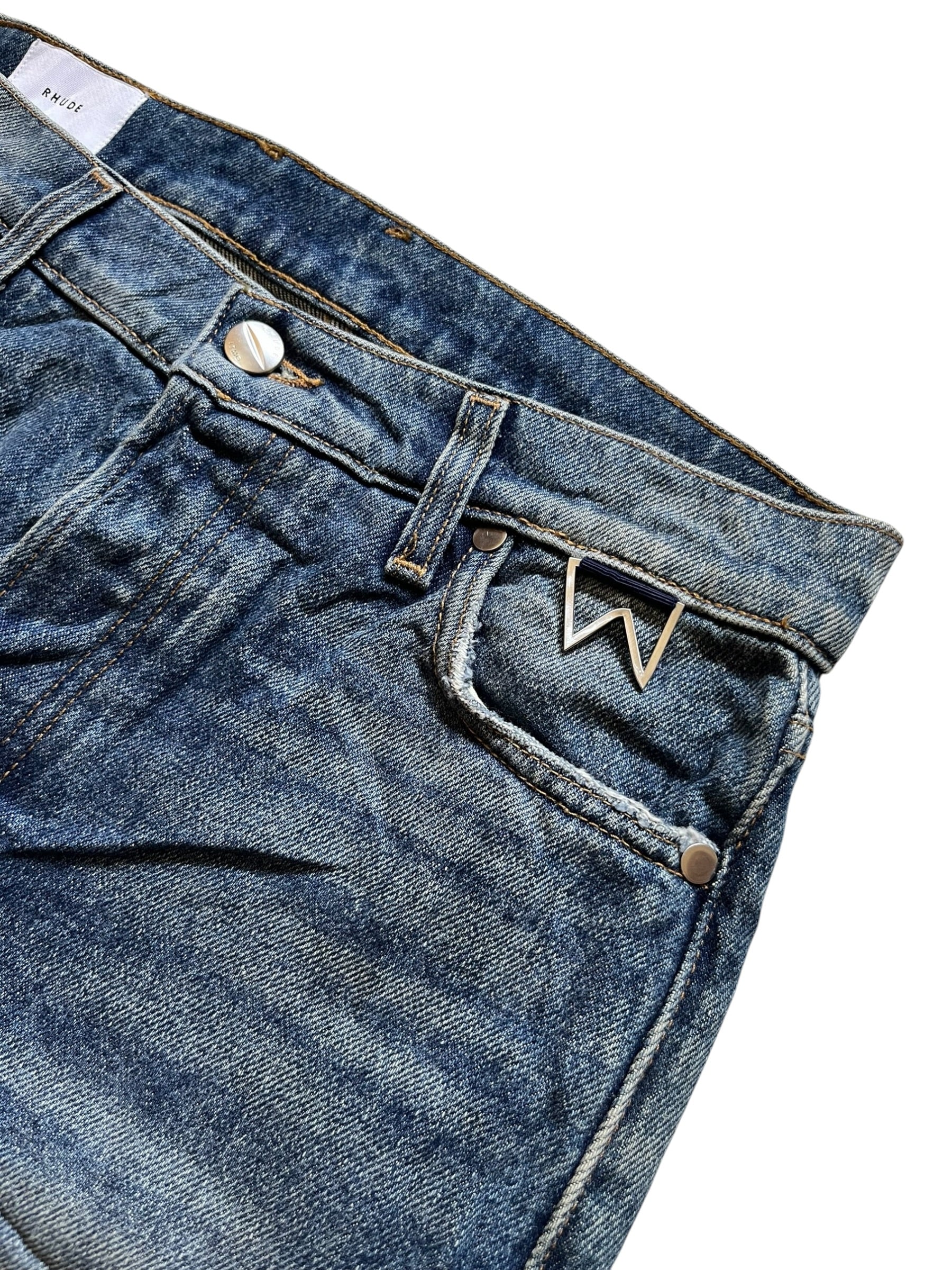 Rhude Boxer Distressed Patchwork Straight Leg Jeans (28x30)