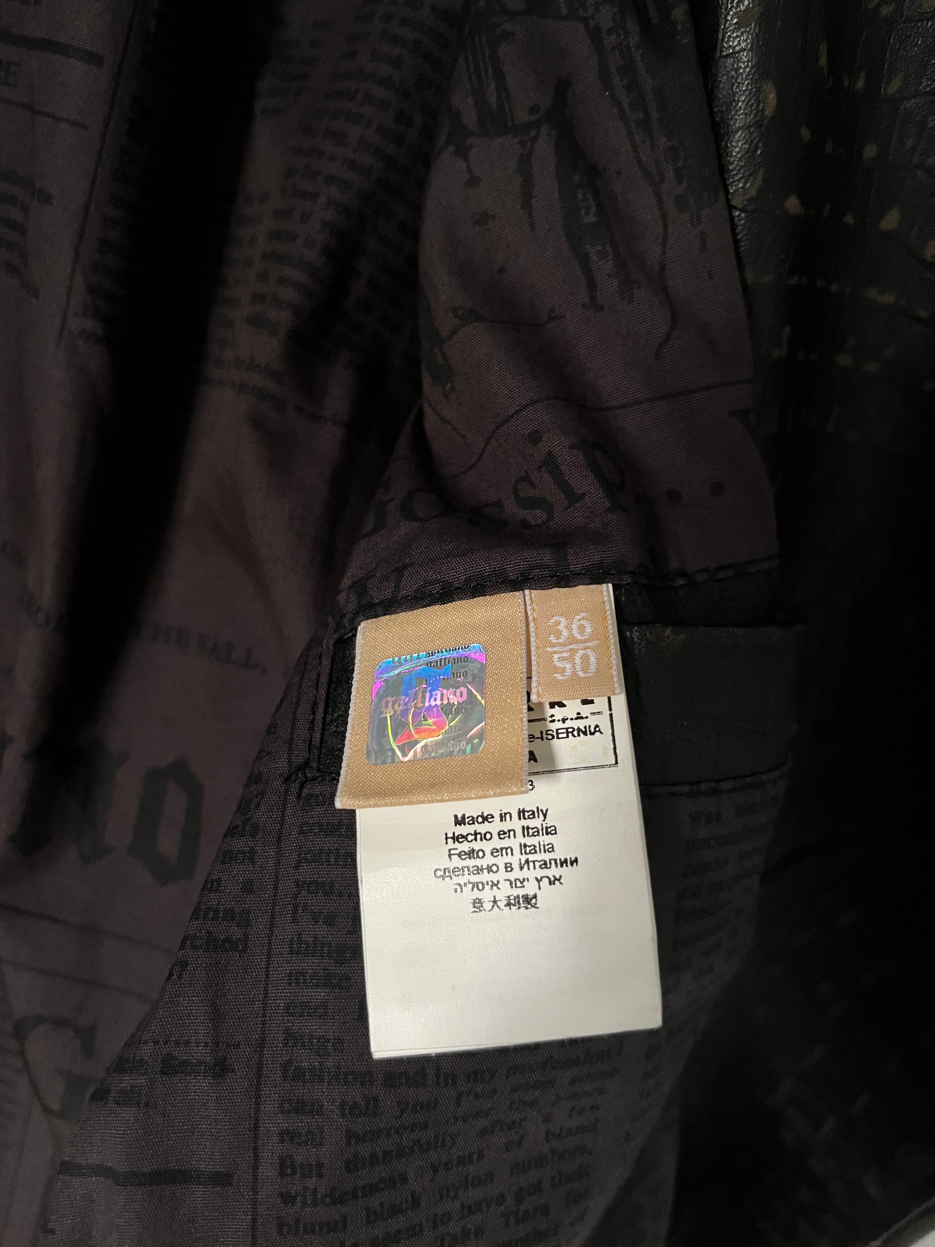 2010s Galliano Croc-Embossed Leather Biker Jacket