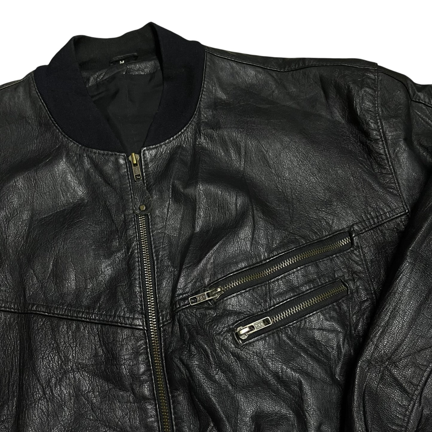 Vintage Multi Zipper Leather Bomber