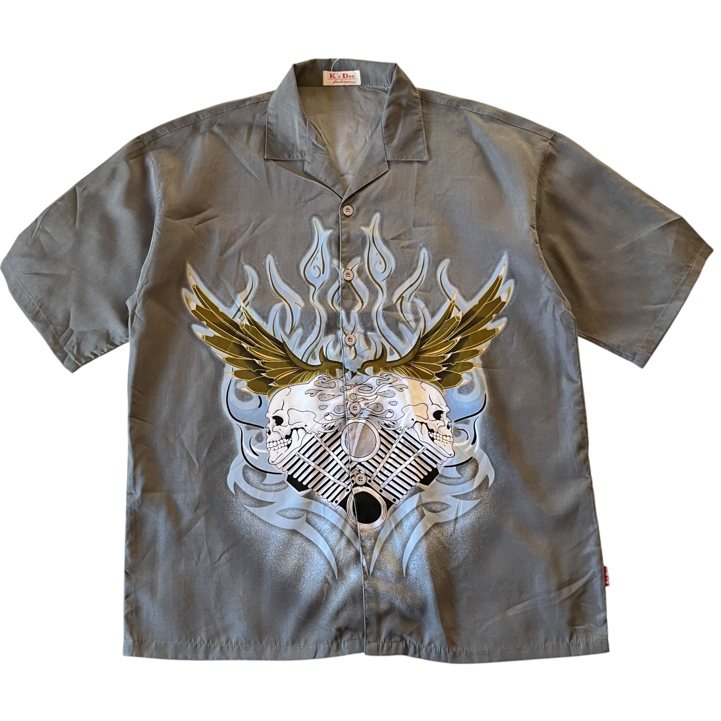 2000s Skull Printed Oversized Shirt