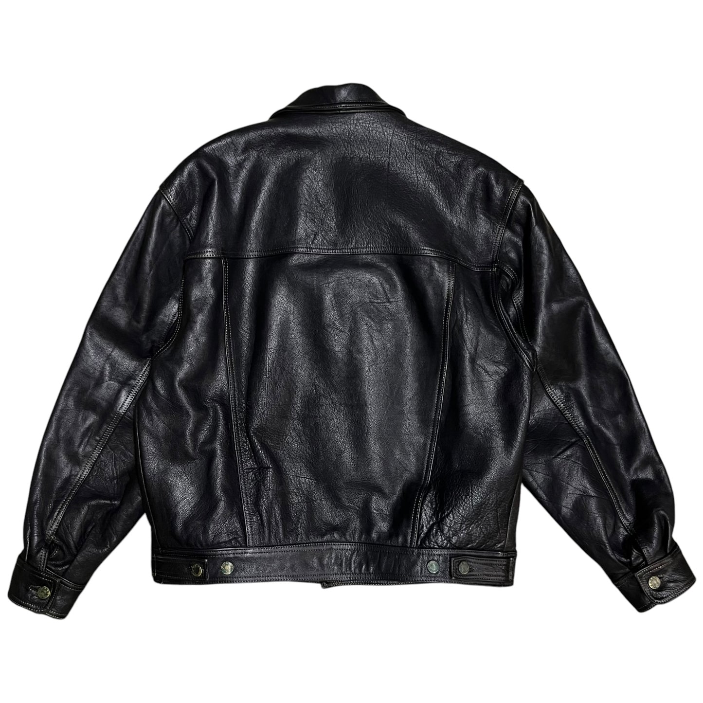 Vintage Buffalo Leather Trucker Jacket