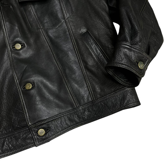 Vintage Buffalo Leather Trucker Jacket