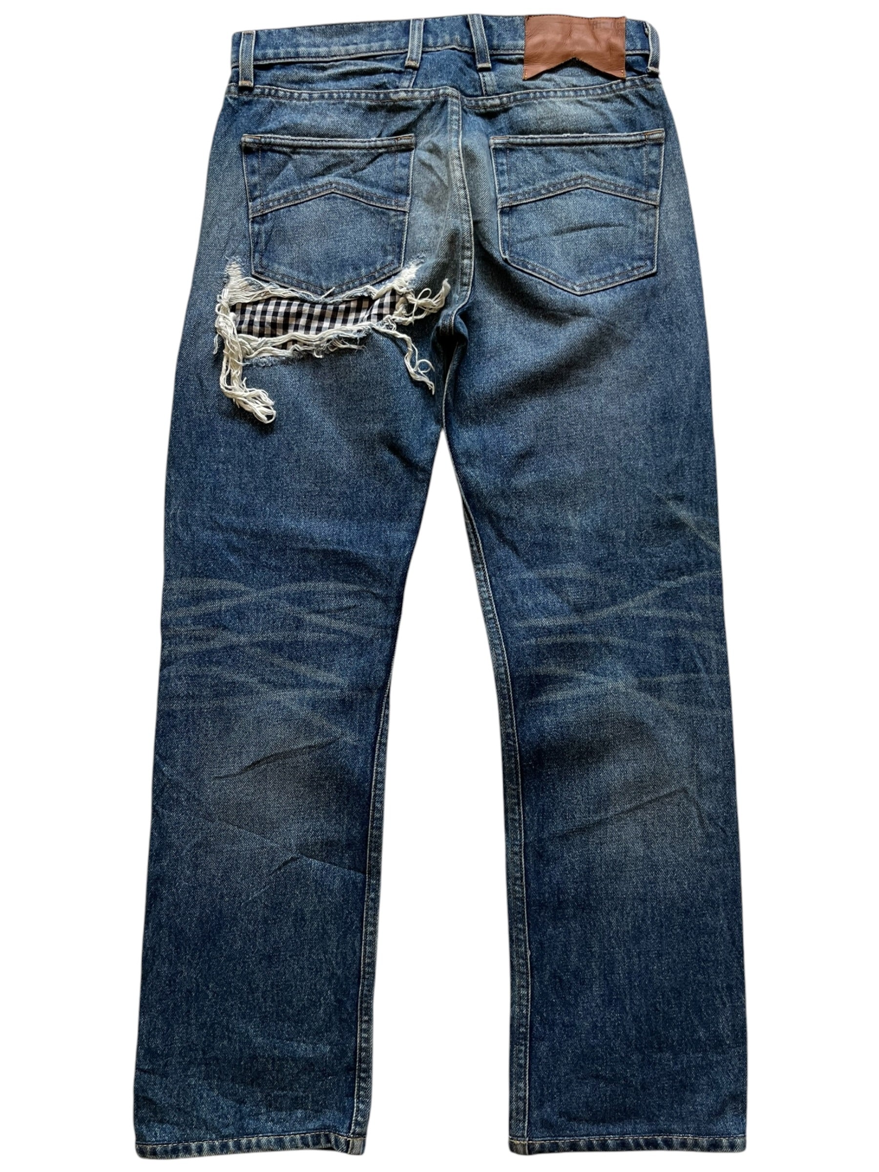 Rhude Boxer Distressed Patchwork Straight Leg Jeans (28x30)