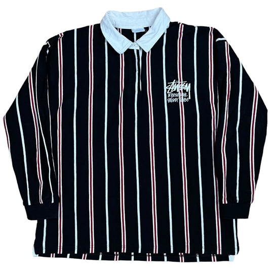 00s Stussy Striped Longsleeve Polo