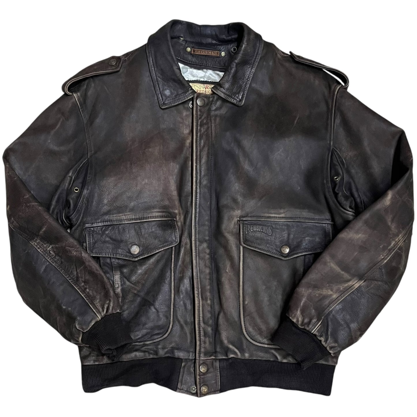 Vintage Redskins Leather Bomber Jacket