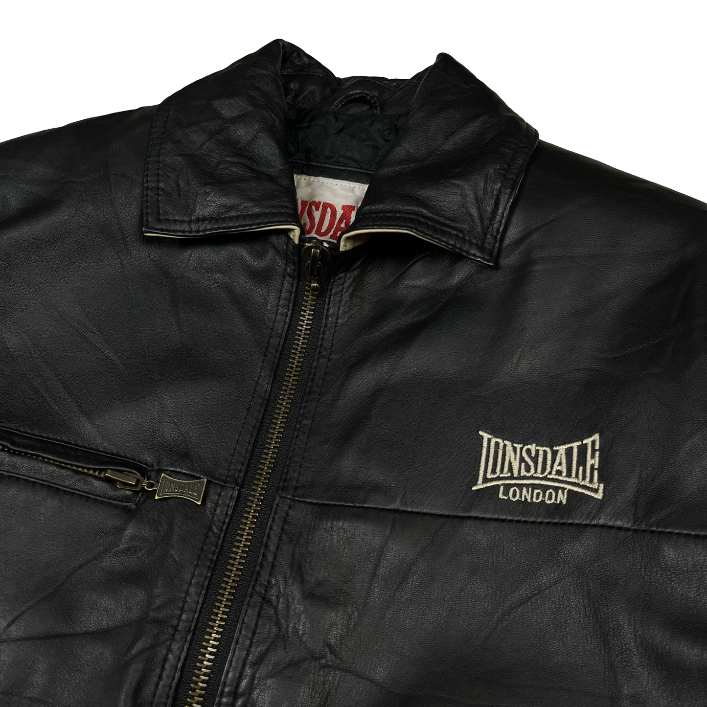 90s Lonsdale Leather Bomber Jacket