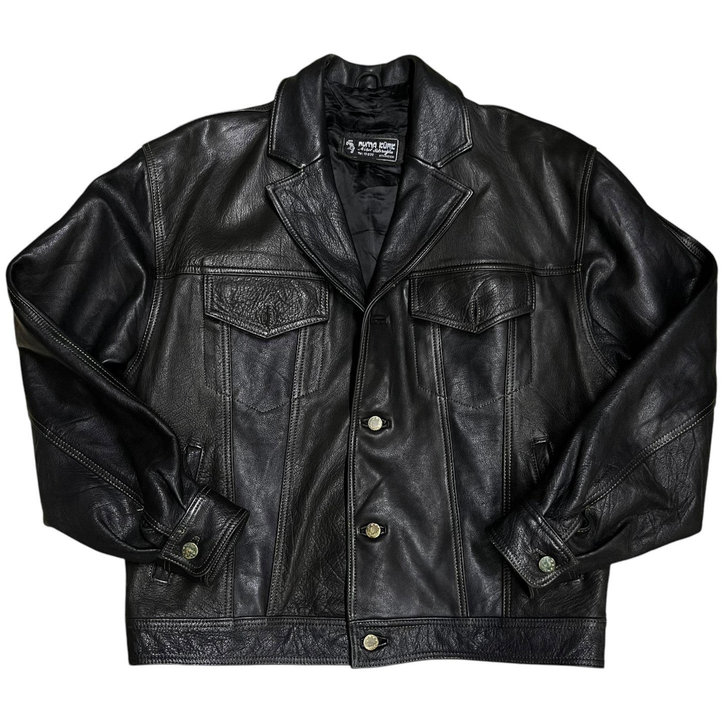 Vintage Buffalo Leather Trucker Jacket