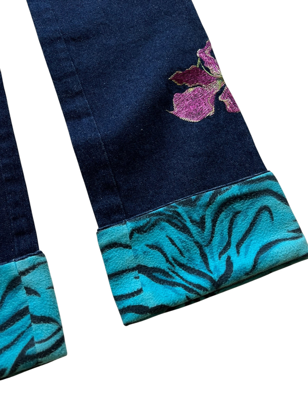 2000s Versace Flower Embroidery Jeans (30x32)