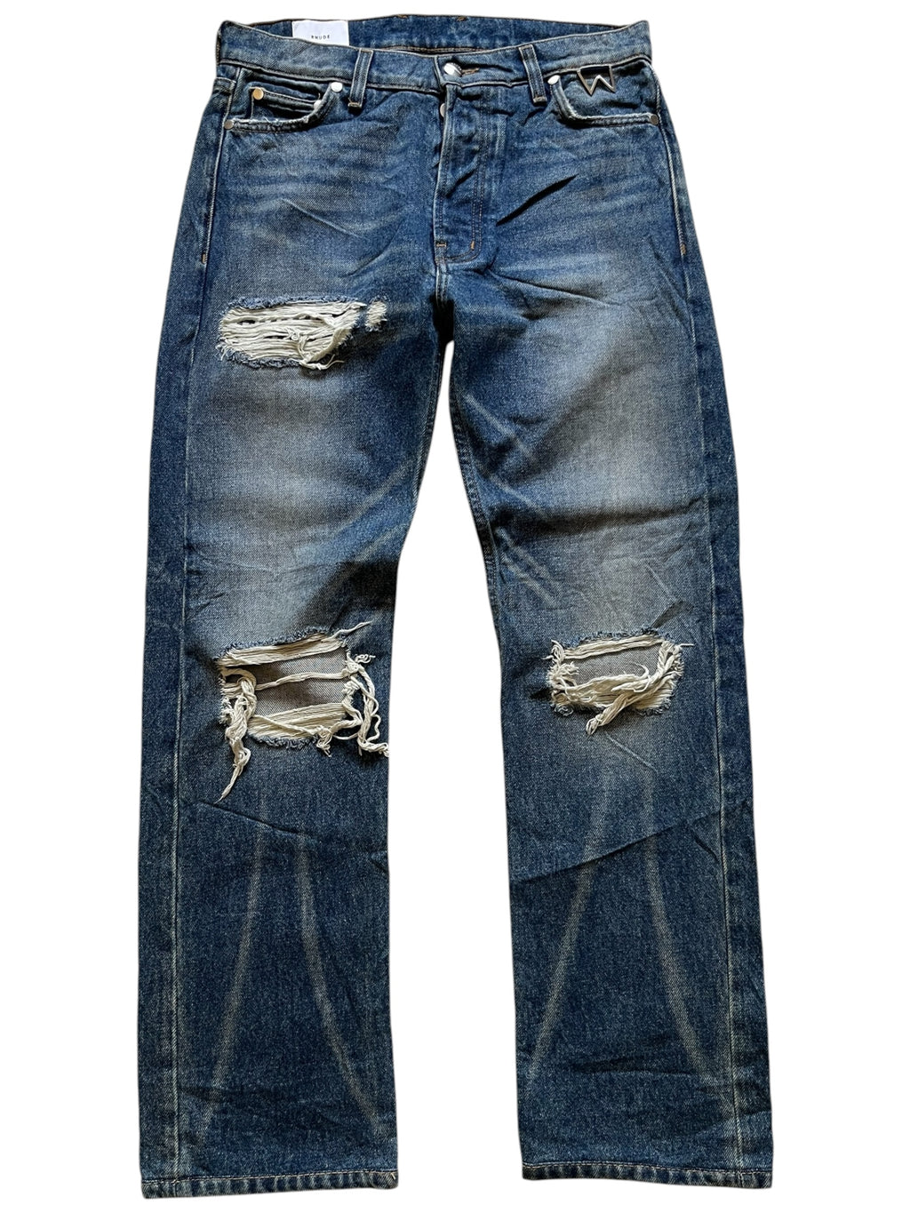 Rhude Boxer Distressed Patchwork Straight Leg Jeans (28x30)