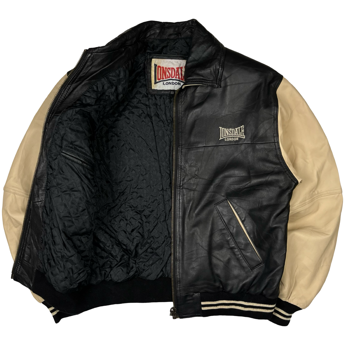 90s Lonsdale Leather Bomber Jacket