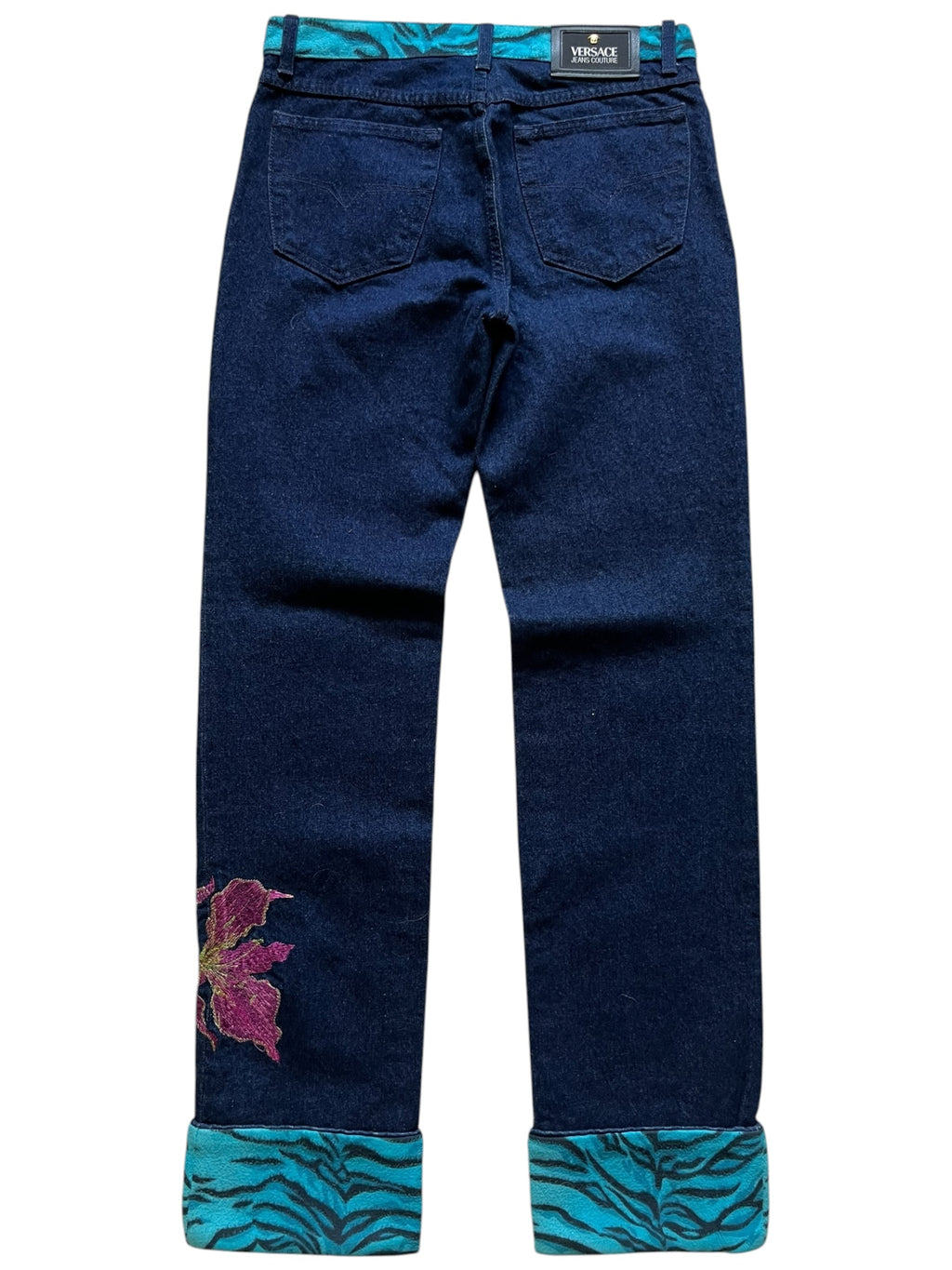 2000s Versace Flower Embroidery Jeans (30x32)