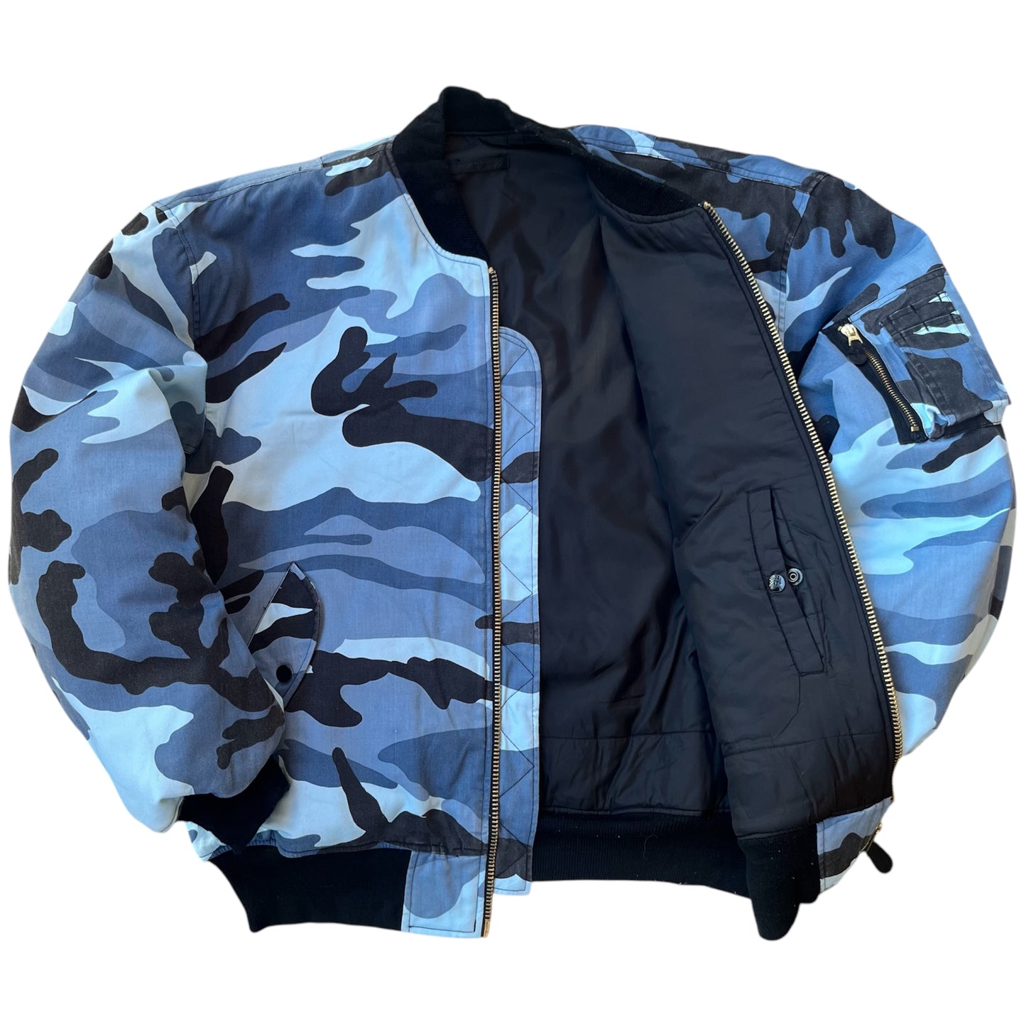 90s Delta MA-1 Blue Camo Bomber