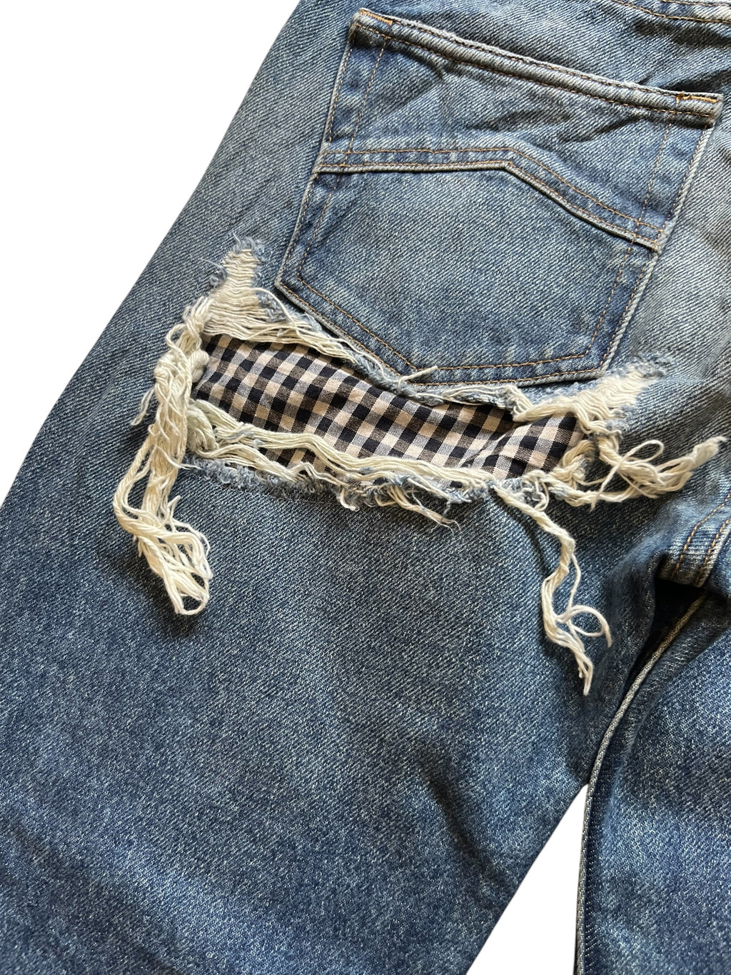 Rhude Boxer Distressed Patchwork Straight Leg Jeans (28x30)