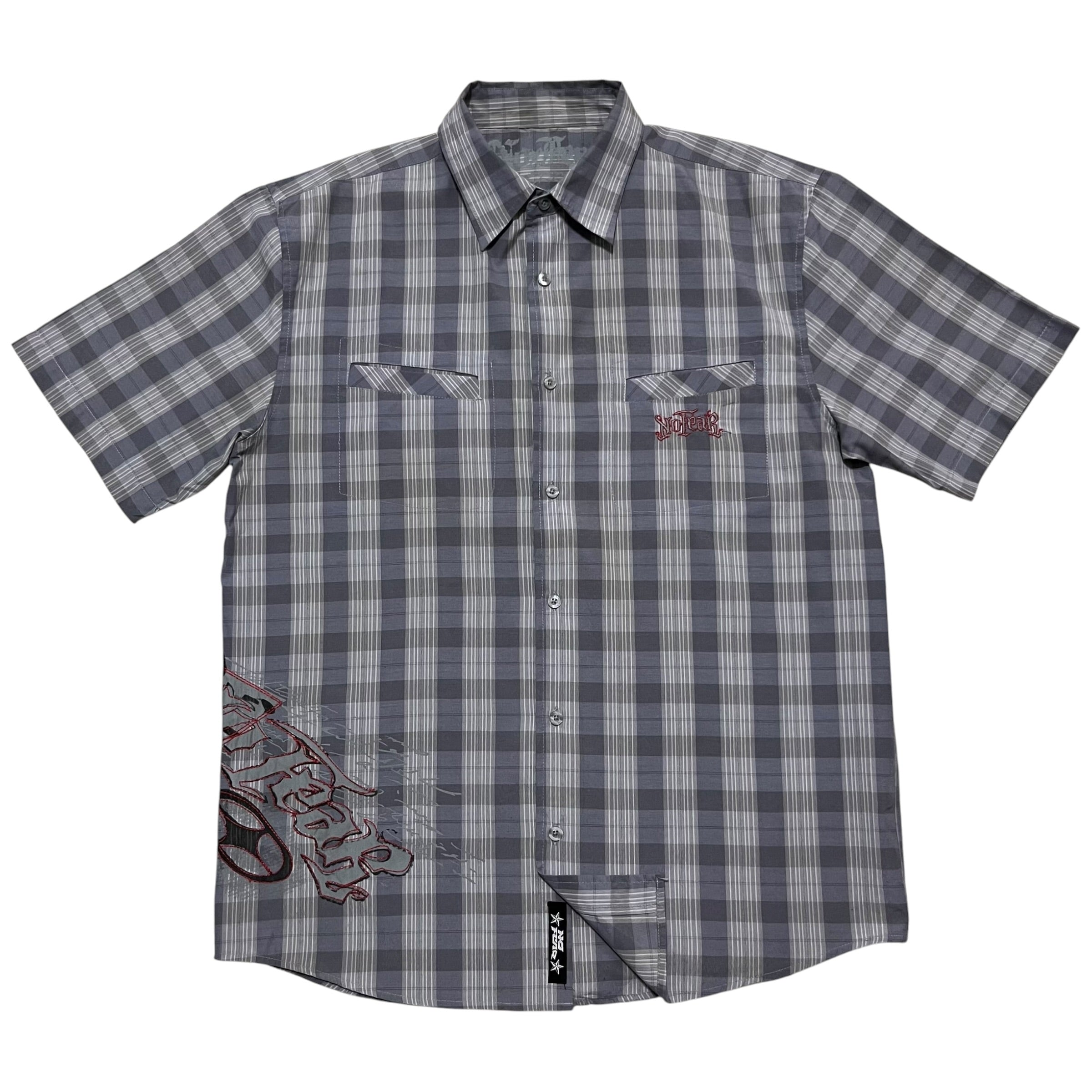 2000s No Fear Plaid Boxy Button Up Shirt