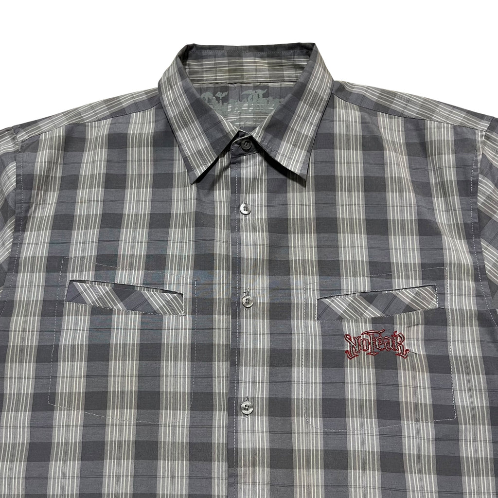 2000s No Fear Plaid Boxy Button Up Shirt