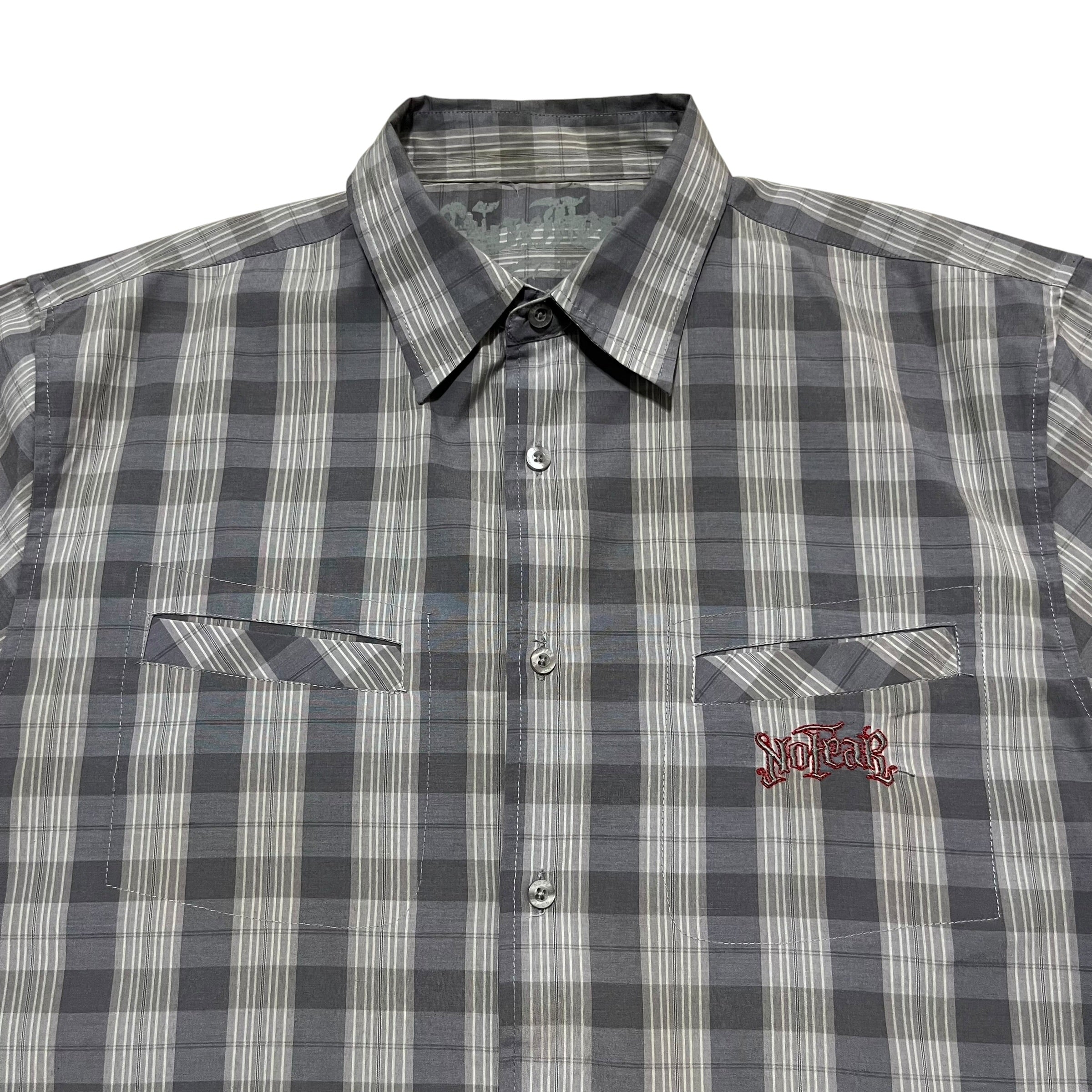 2000s No Fear Plaid Boxy Button Up Shirt