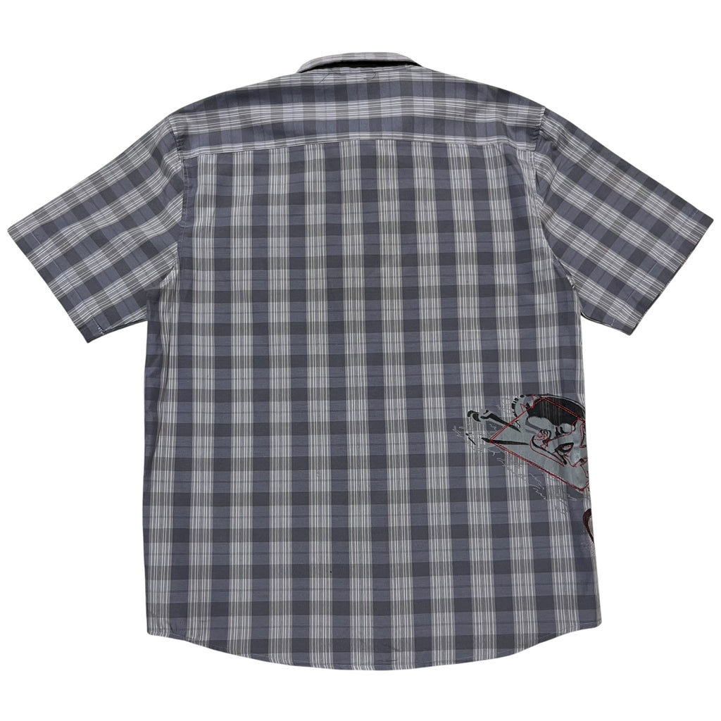 2000s No Fear Plaid Boxy Button Up Shirt