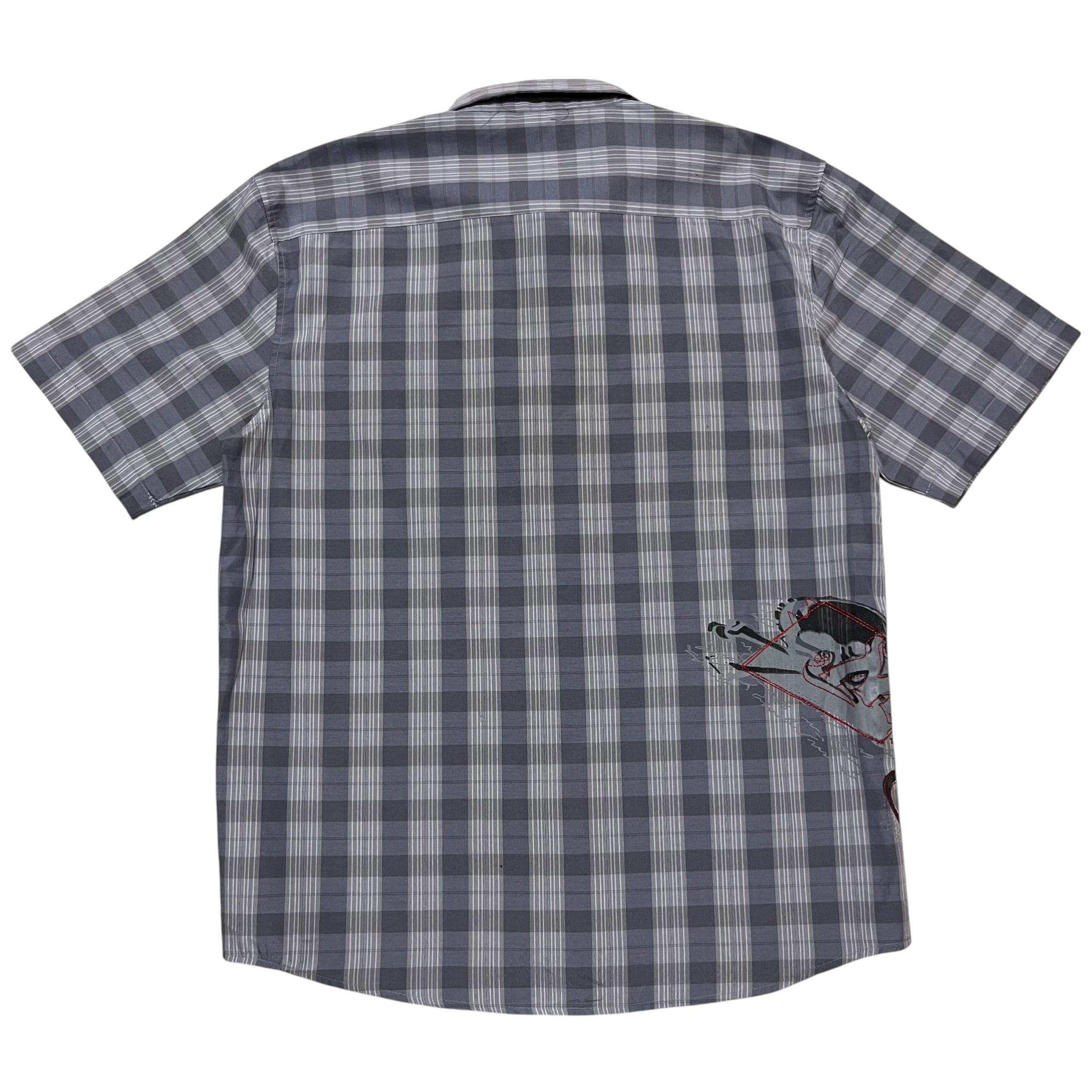 2000s No Fear Plaid Boxy Button Up Shirt