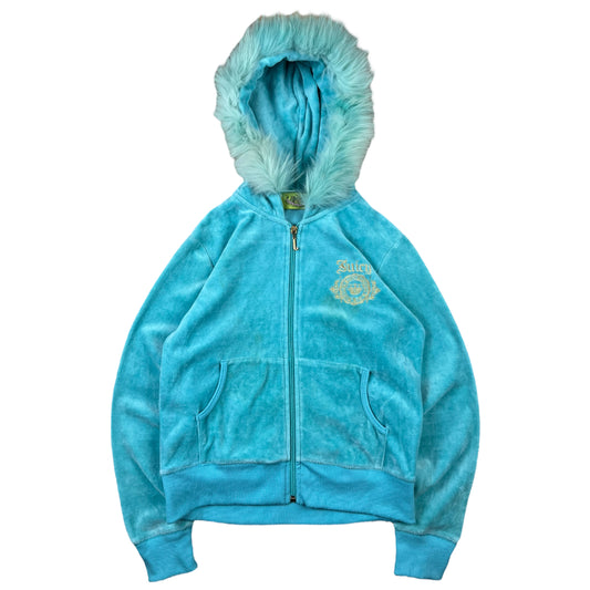 Y2K Juicy Couture Velour Fur Hooded Baby Zipup