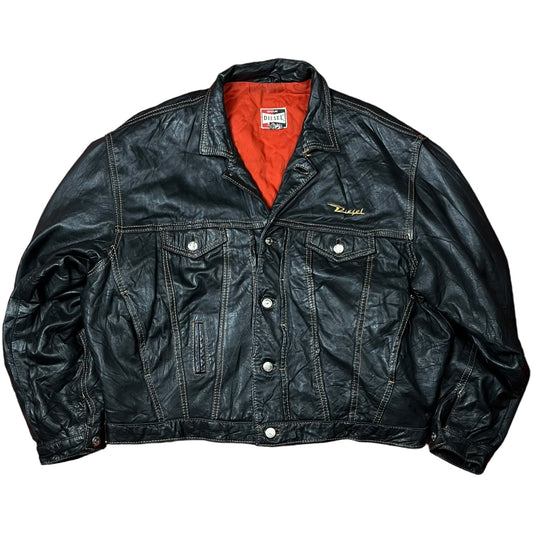 90s Diesel Leather Trucker Jacket