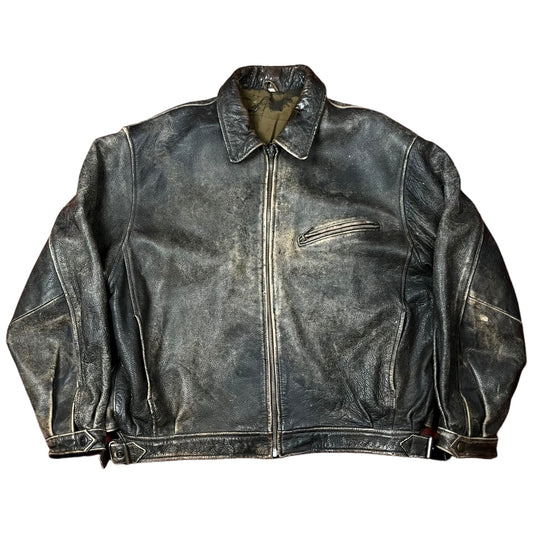 80s Buffalo Skin Leather Motorcycle Jacket