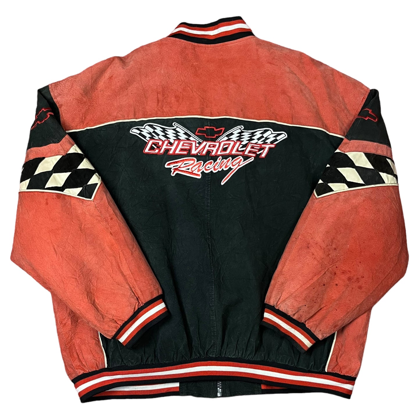 90s Distressed Nascar Chevrolet Suede Bomber Jacket