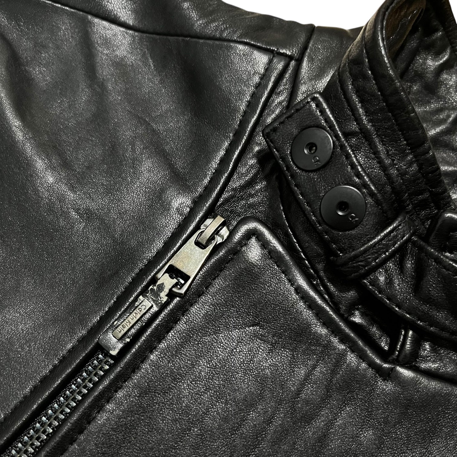 2000s Calvin Klein Leather Biker Jacket