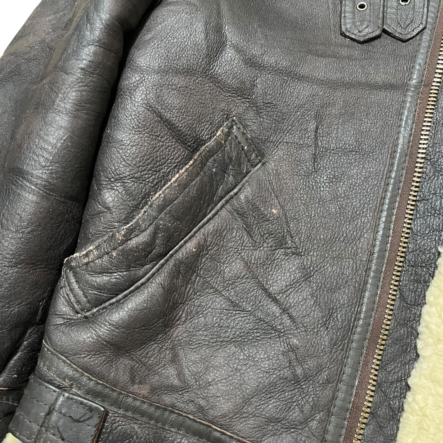 90s B-3 Sheepskin Shearling Bomber Jacket