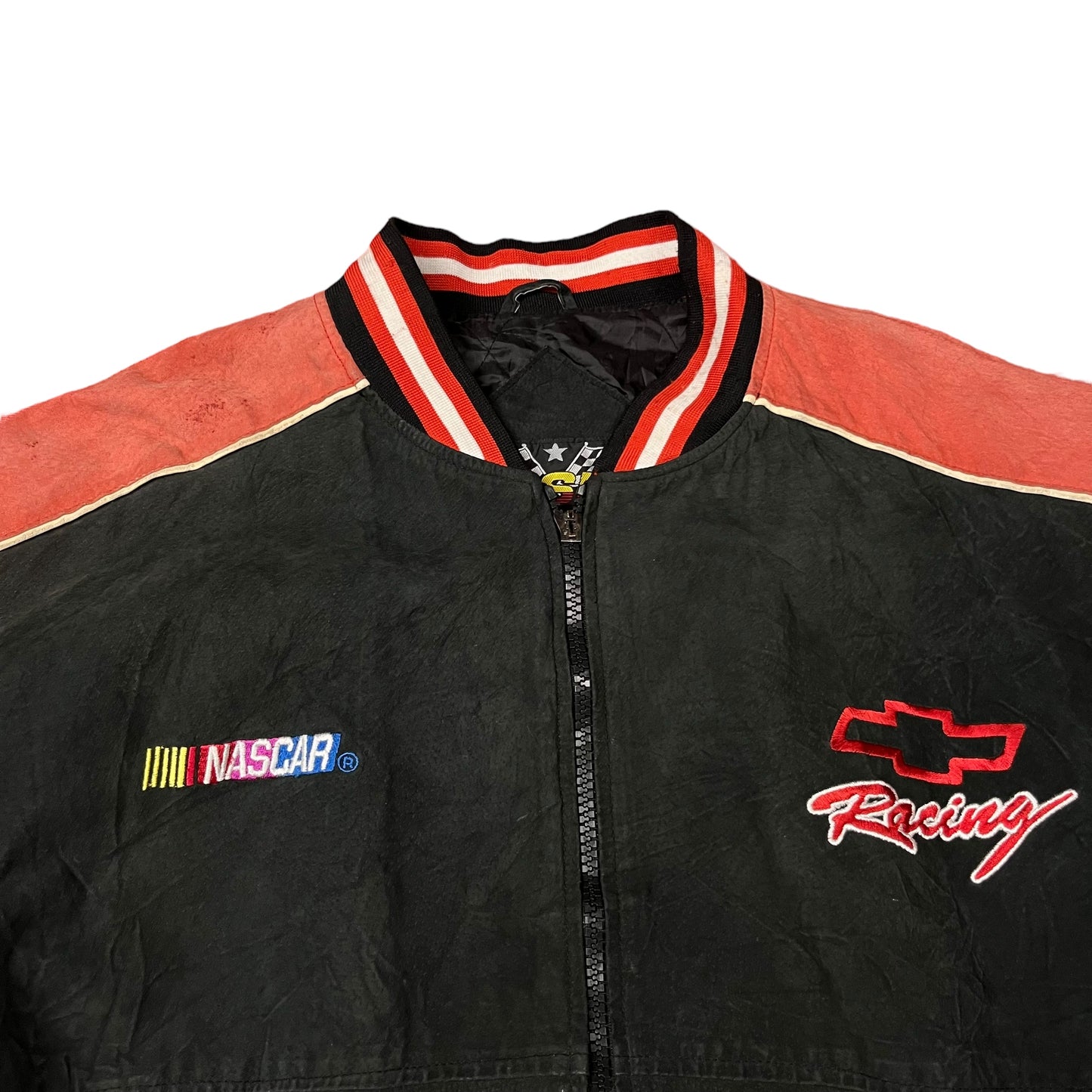 90s Distressed Nascar Chevrolet Suede Bomber Jacket