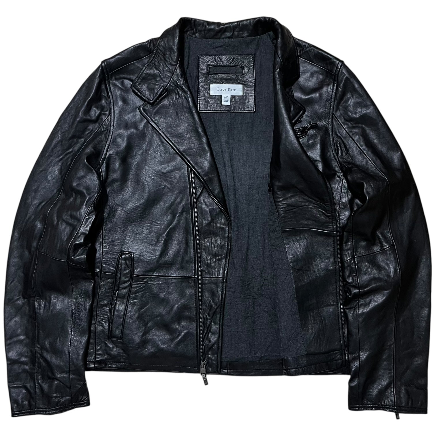 2000s Calvin Klein Leather Biker Jacket