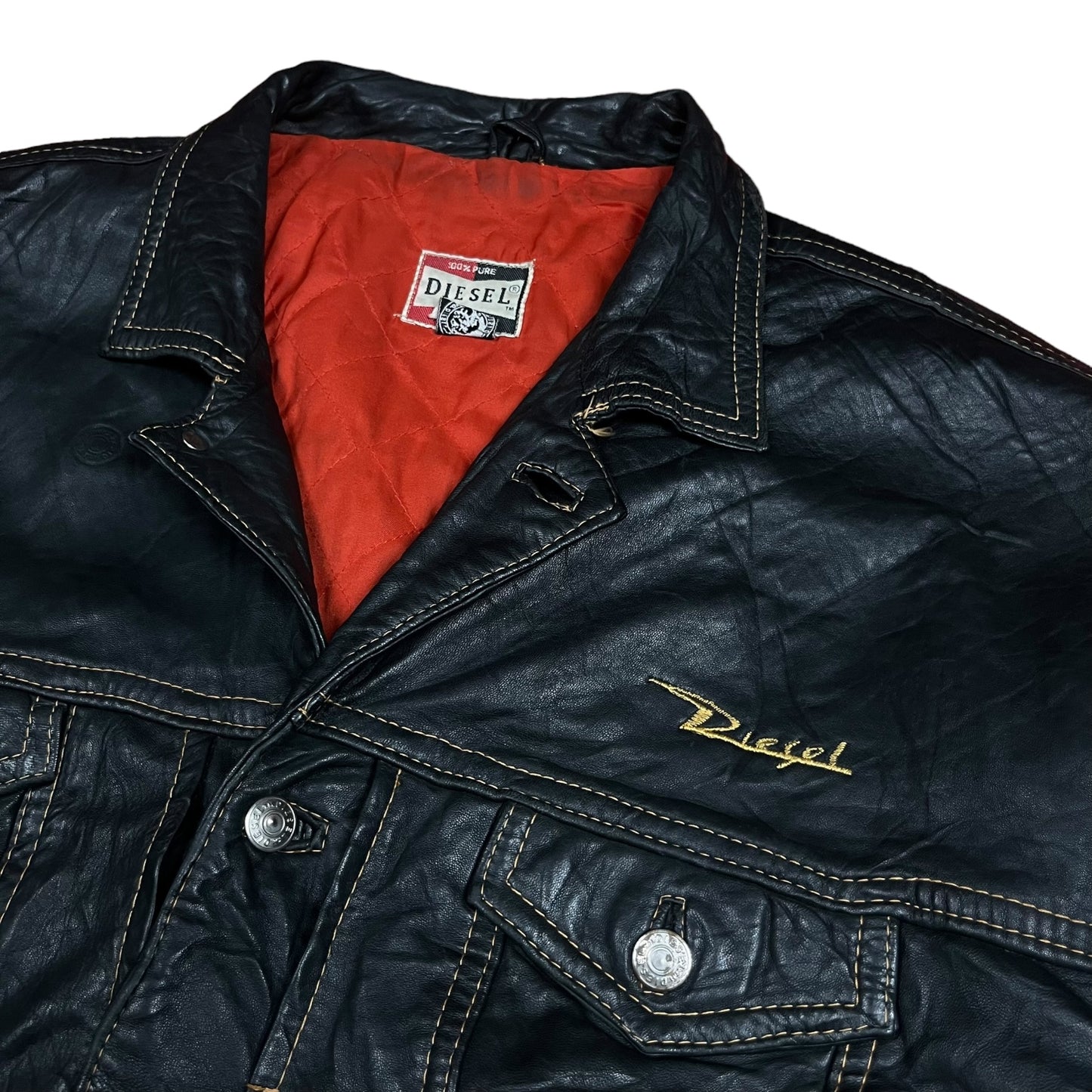 90s Diesel Leather Trucker Jacket