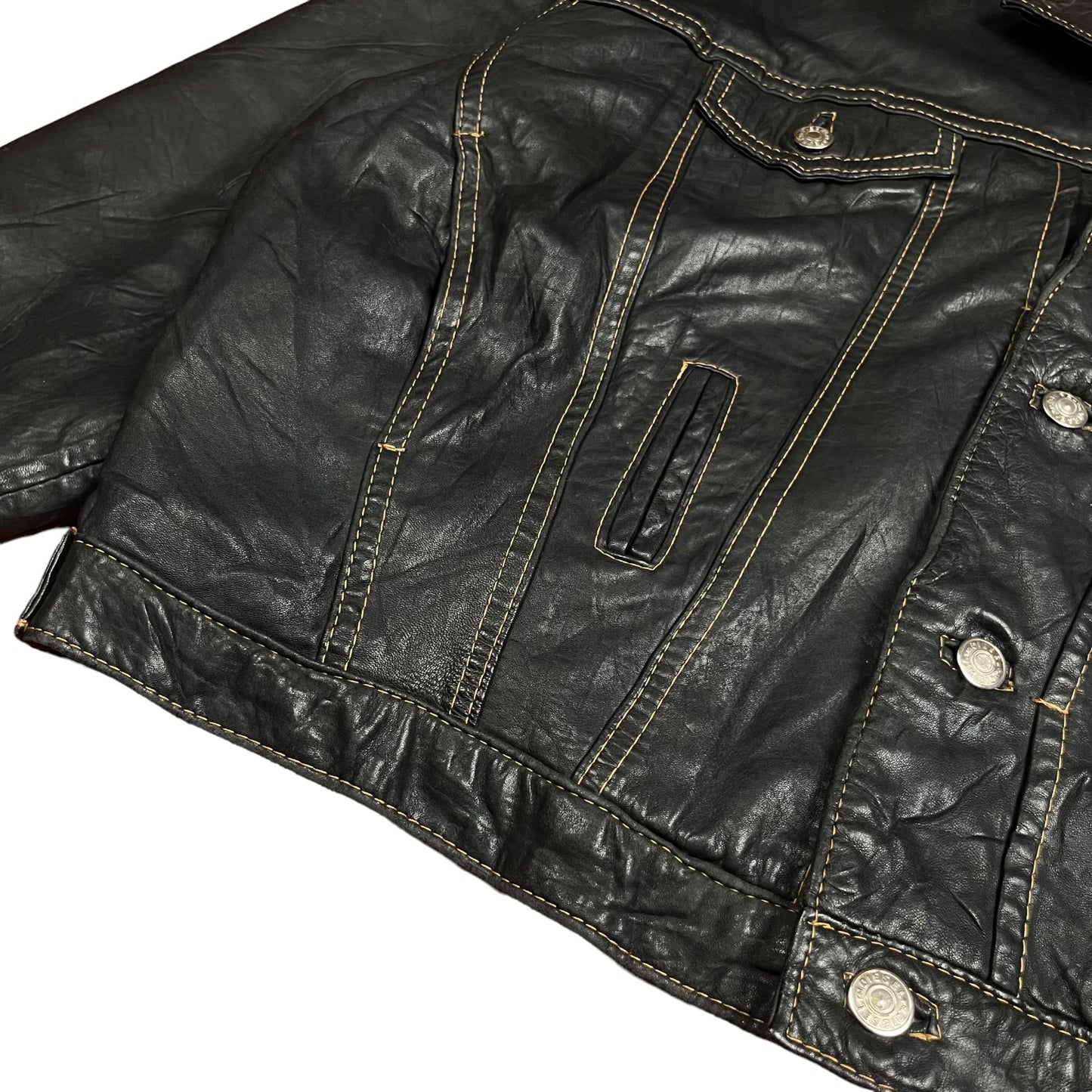 90s Diesel Leather Trucker Jacket