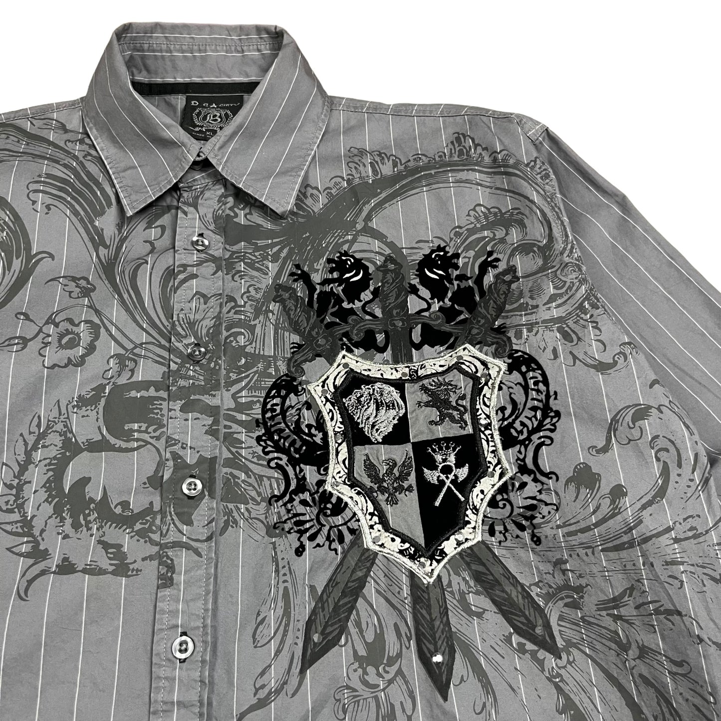 Y2K B Society Embroidered Studded Crest Shirt