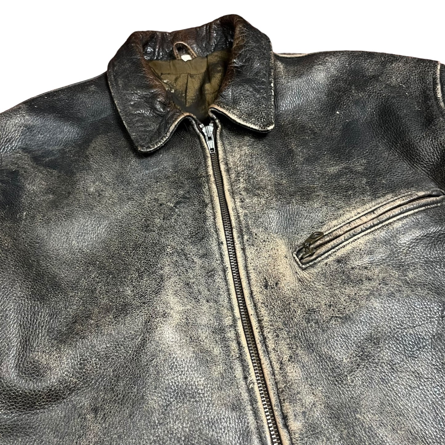 80s Buffalo Skin Leather Motorcycle Jacket