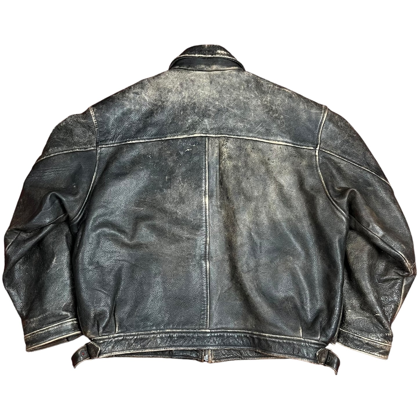 80s Buffalo Skin Leather Motorcycle Jacket