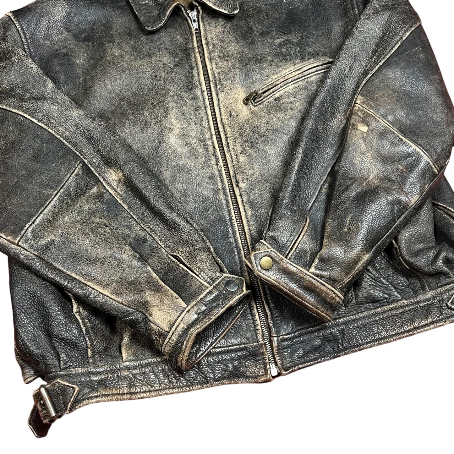 80s Buffalo Skin Leather Motorcycle Jacket