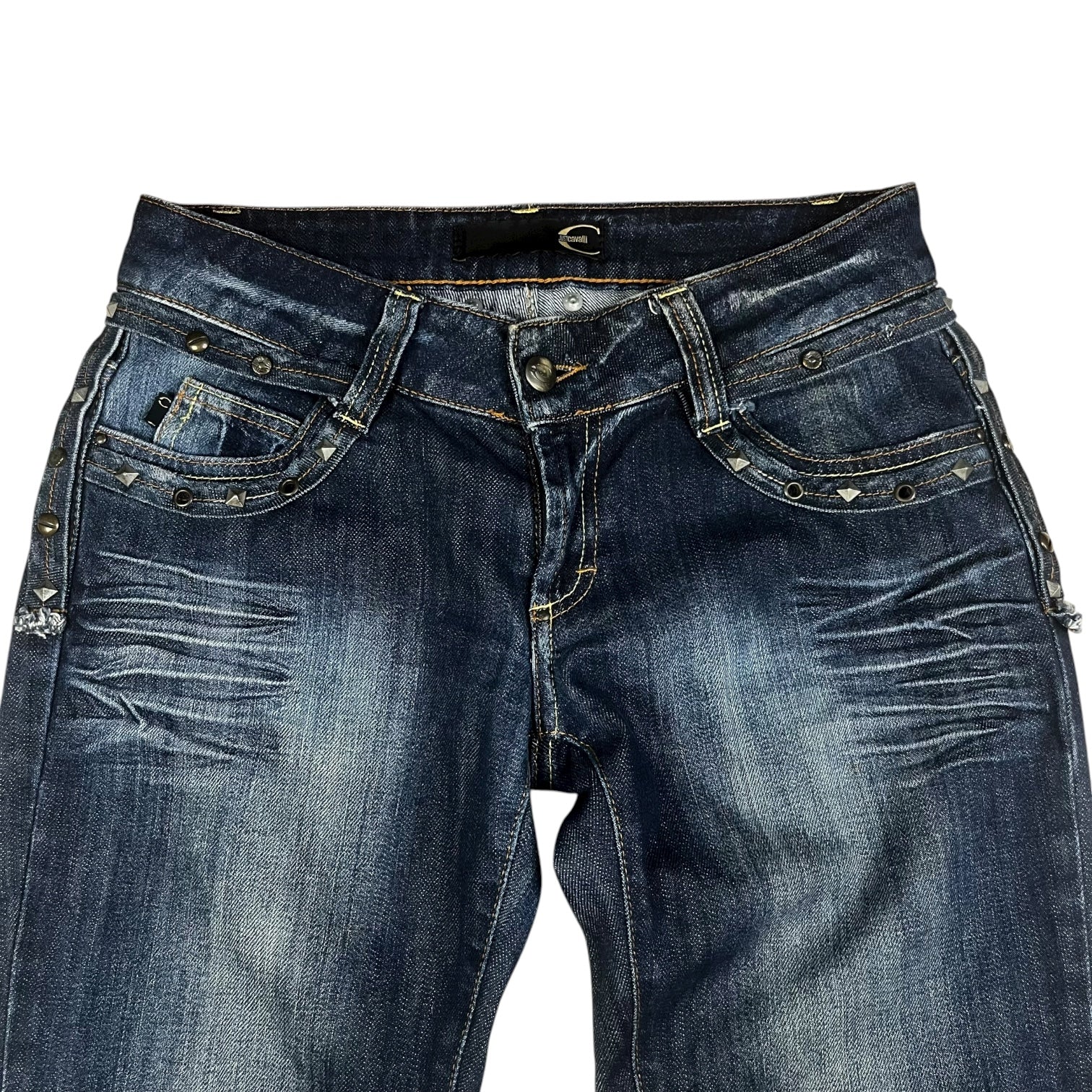 2000s Roberto Cavalli Studded Slim Low Rise