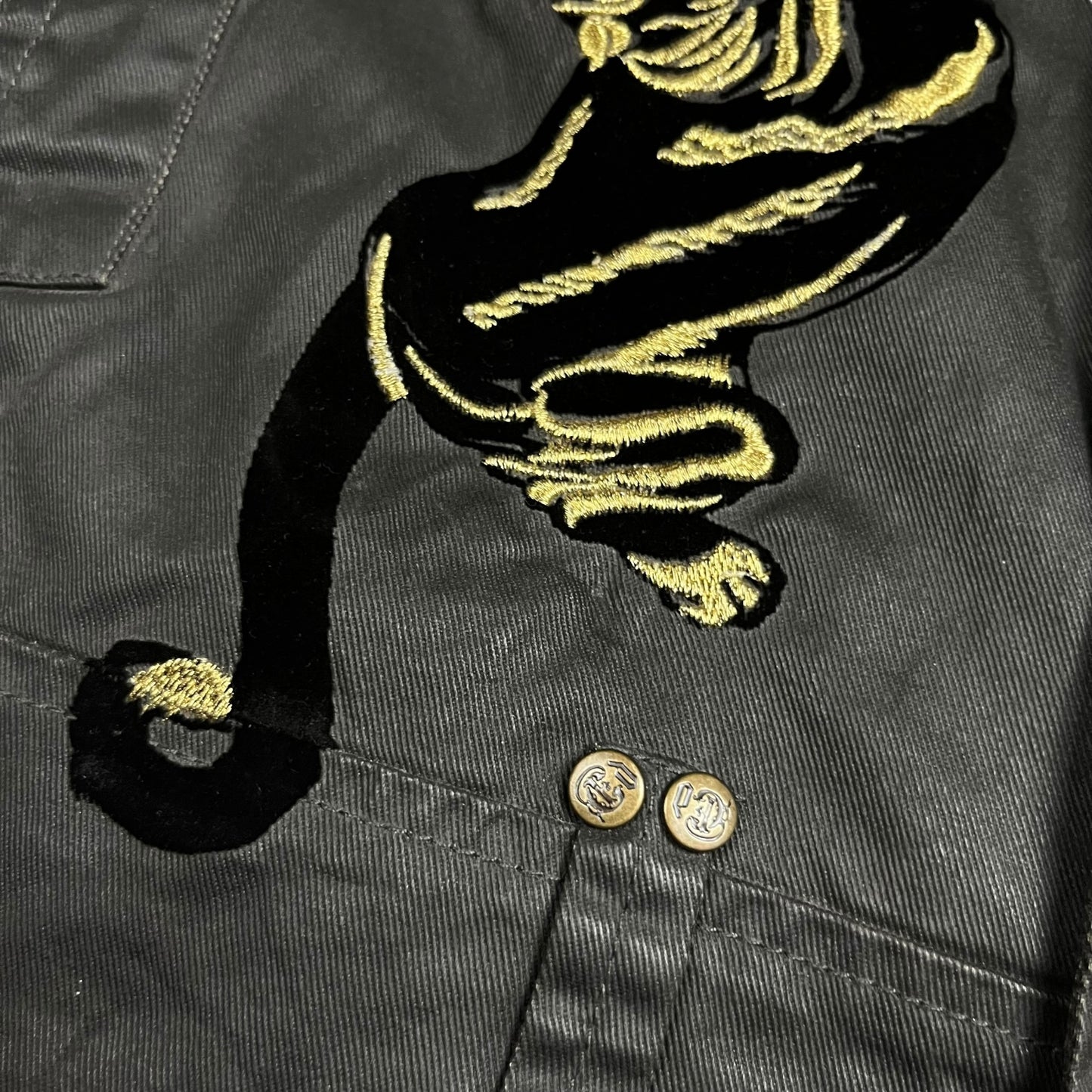 Y2k Ed Hardy Waxed Denim Motorcycle Jacket