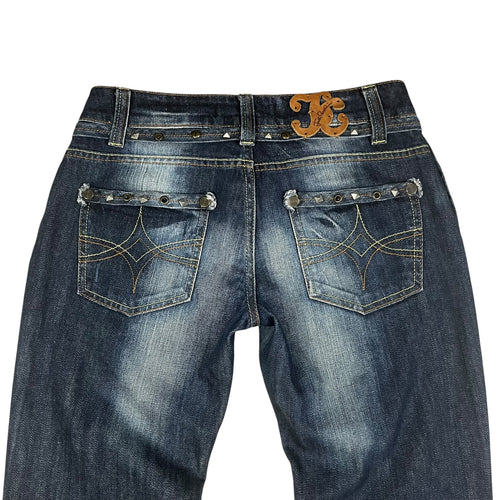 2000s Roberto Cavalli Studded Slim Low Rise