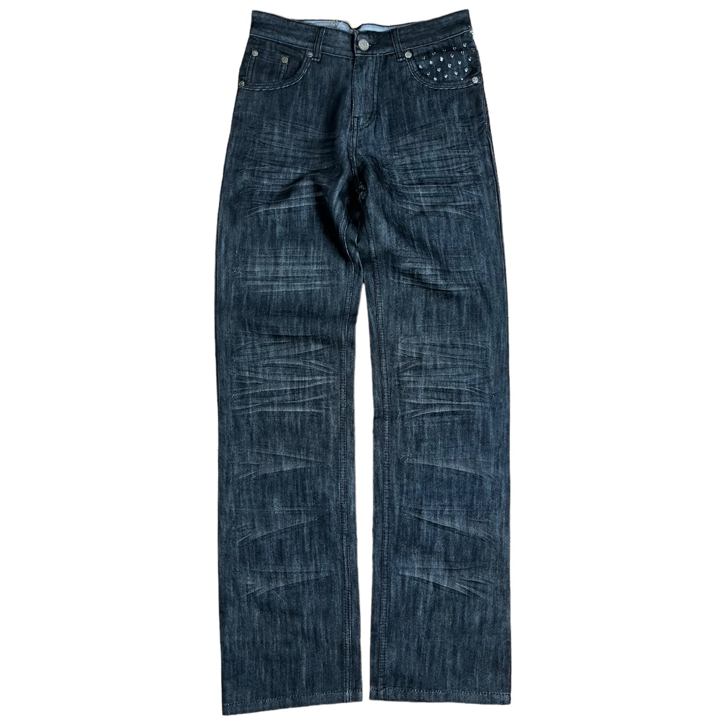 Y2K Diamond Pattern Pockets Jeans