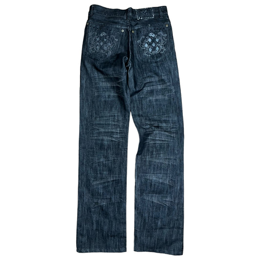 Y2K Diamond Pattern Pockets Jeans