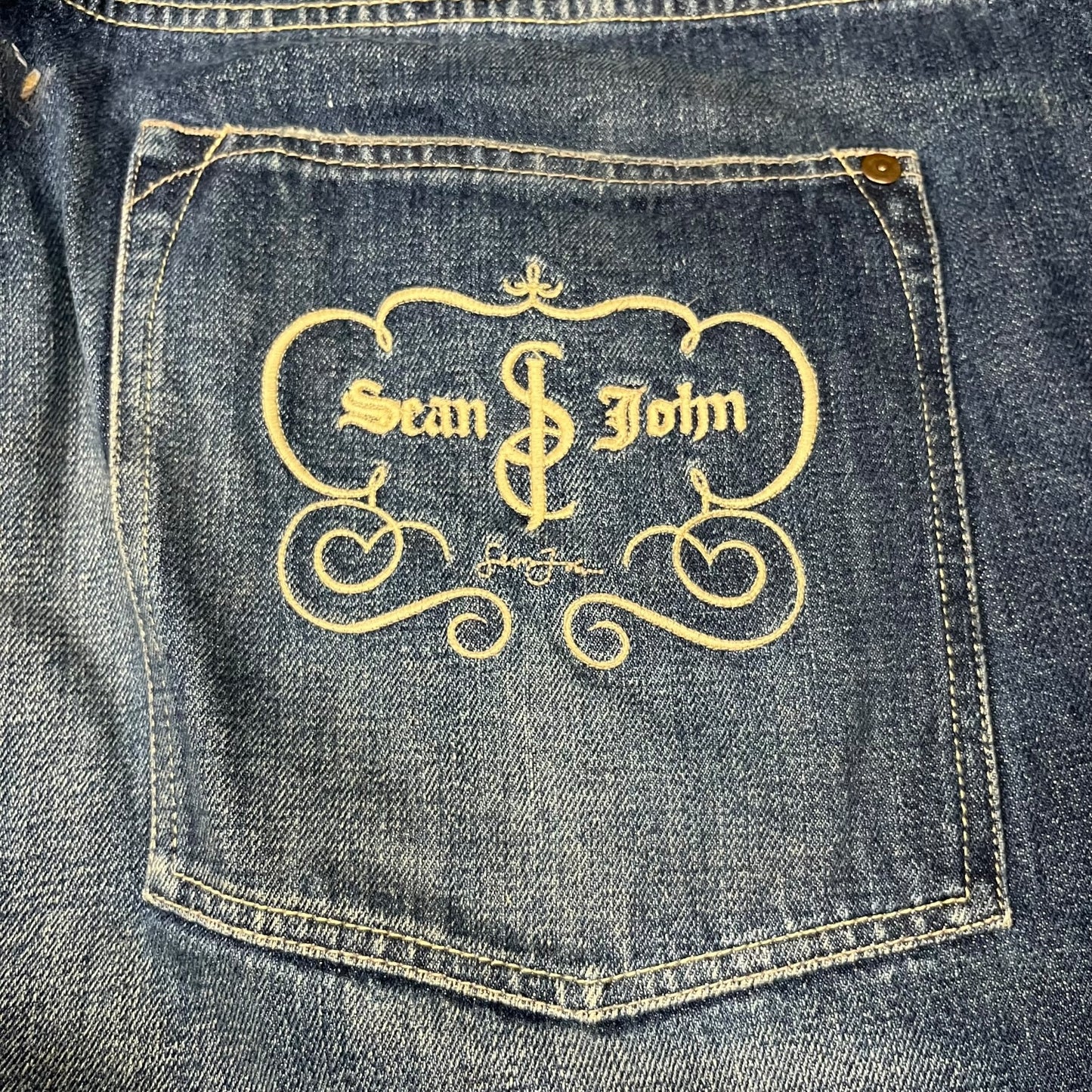 Y2k Sean John Spellout Embroidery Baggy Jeans